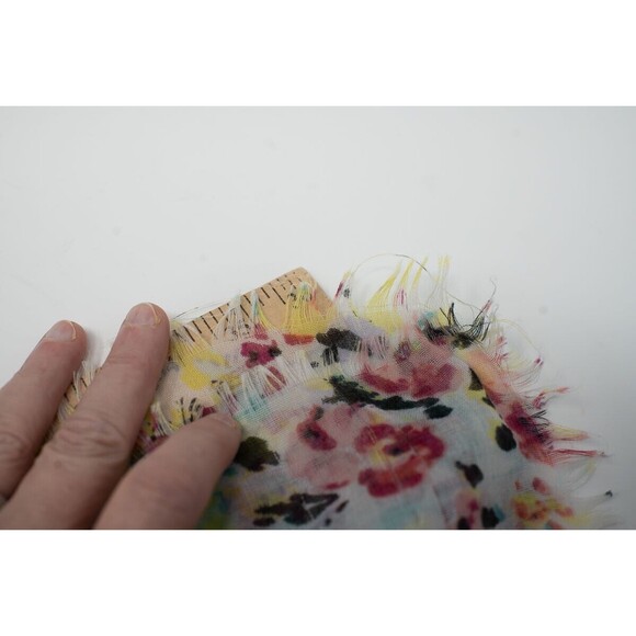 Lightweight raw hem floral abstract watercolor scarf - Picture 4 of 6